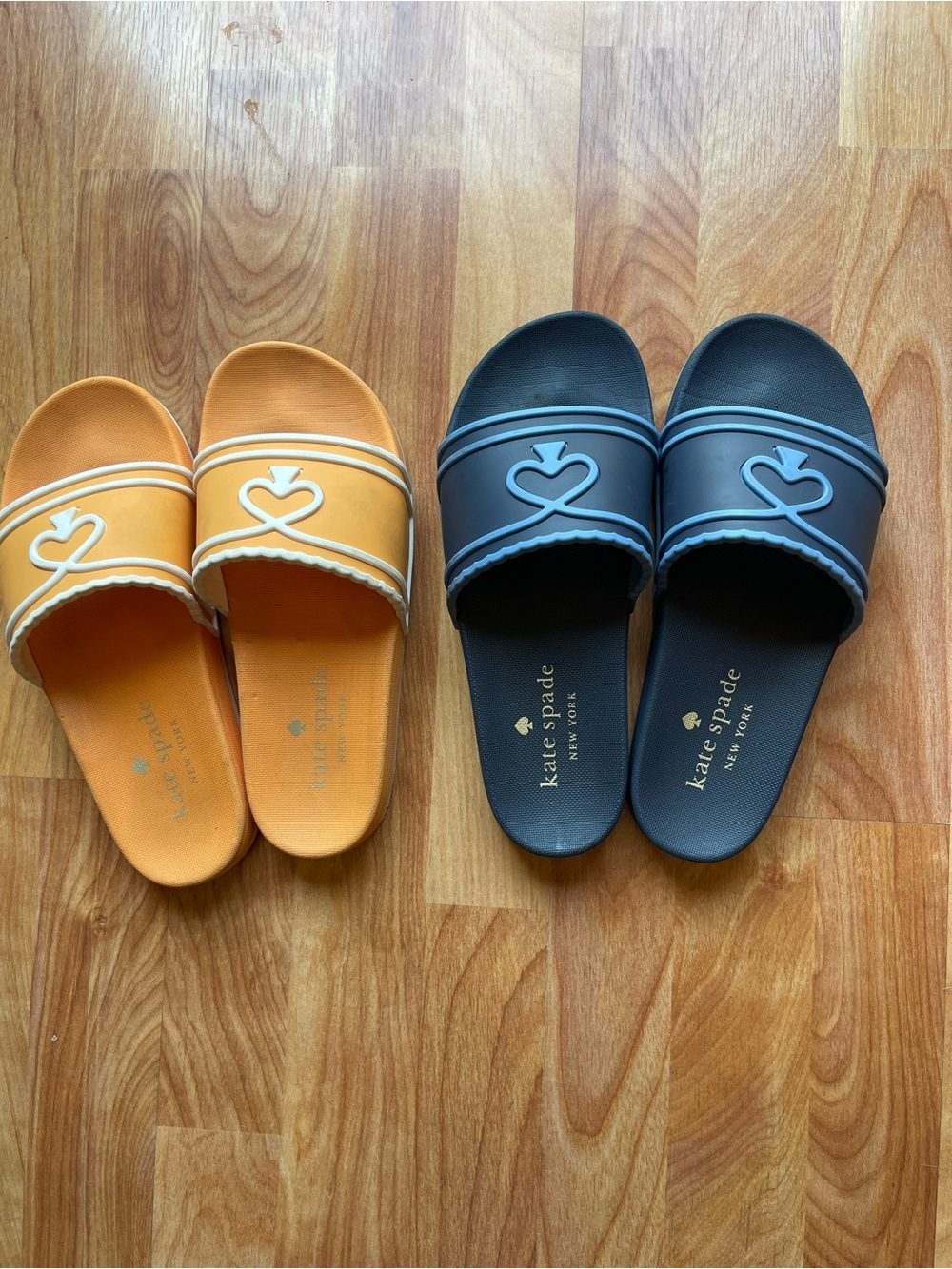 Kate spade Orange and Navy Slide Sandals with Heart Motif size 7 and size 8